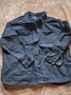 Hudson Jeans Black Button Shacket. Mens